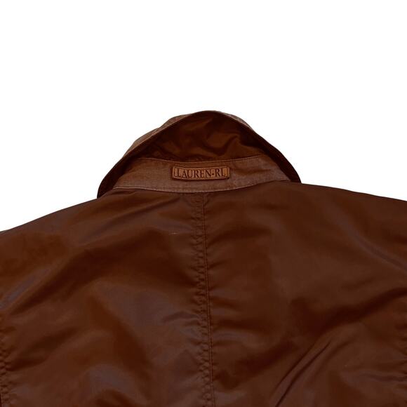 Ralph Lauren Utility Coat Womens S Brown Taffeta Nylon Jacket Drawstring Waist - Picture 5 of 15